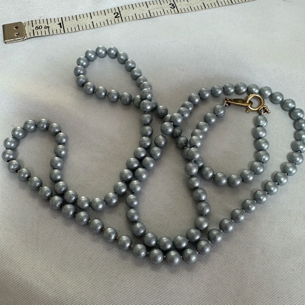 Two ball style necklaces black and steel blue - Picture 5 of 8